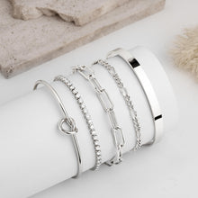 Load image into Gallery viewer, Gokeey Gold Bracelets Set for Women Non Tarnish, Waterproof 14K Gold Plated Sterling Silver Chunky Cuff Bracelet Stackable Gold Bangles Bracelet for Women Trendy Fashion Accessories Tie Knot Cuban Rope Paperclip Beaded Bracelet Stack Jewelry Mothers Day G
