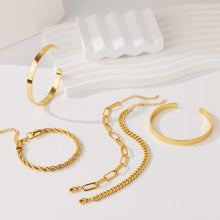 Load image into Gallery viewer, Gokeey Gold Bracelets Set for Women Non Tarnish, Waterproof 14K Gold Plated Sterling Silver Chunky Cuff Bracelet Stackable Gold Bangles Bracelet for Women Trendy Fashion Accessories Tie Knot Cuban Rope Paperclip Beaded Bracelet Stack Jewelry Mothers Day G

