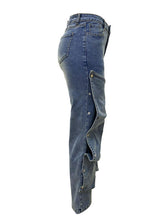 Load image into Gallery viewer, Fashion Washed Studded Loose Jeans
