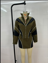 Load image into Gallery viewer, Contrast Color Sport Long Sleeve Coat Skirts
