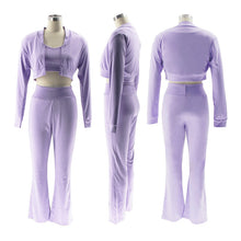 Load image into Gallery viewer, Solid Color Cardigan Long Sleeve Casual Sweatsuit
