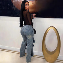 Load image into Gallery viewer, Fashion Washed Studded Loose Jeans
