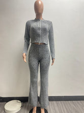 Load image into Gallery viewer, Knit Sweater Zipper Casual Pants Set
