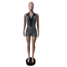 Load image into Gallery viewer, Lapel Sleeveless Denim Romper
