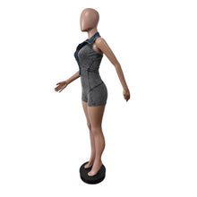 Load image into Gallery viewer, Lapel Sleeveless Denim Romper
