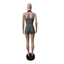 Load image into Gallery viewer, Lapel Sleeveless Denim Romper
