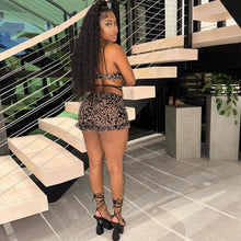 Load image into Gallery viewer, Printed Low-cut Hollow Out Lace-Up Romper
