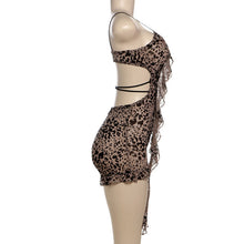 Load image into Gallery viewer, Printed Low-cut Hollow Out Lace-Up Romper
