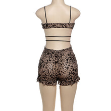Load image into Gallery viewer, Printed Low-cut Hollow Out Lace-Up Romper
