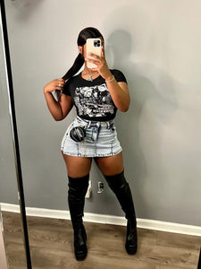Fashion Denim Pleated Ultra-short Culottes