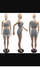 Load image into Gallery viewer, Stripe Print Single Shoulder Vest And Shorts Two Piece Set
