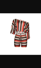 Load image into Gallery viewer, Plus Size Multicolor Striped Tops Shorts Two Piece Set
