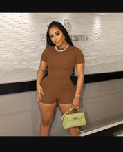 Load image into Gallery viewer, Casual Solid Sport Short Sleeve Shorts Two Piece Sets
