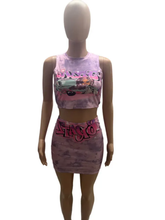 Load image into Gallery viewer, Printed Sleeveless Top Skirt Two Piece Set
