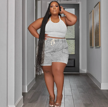 Load image into Gallery viewer, Plus Size Solid Vest And Shorts Two Piece Set
