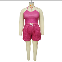 Load image into Gallery viewer, Plus Size Solid Vest And Shorts Two Piece Set
