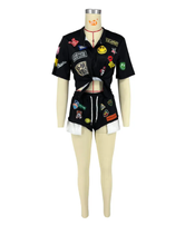 Load image into Gallery viewer, Fashion Print Short Sleeve And Shorts Two Piece Set
