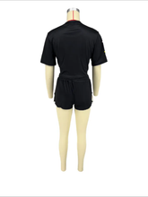 Load image into Gallery viewer, Fashion Print Short Sleeve And Shorts Two Piece Set
