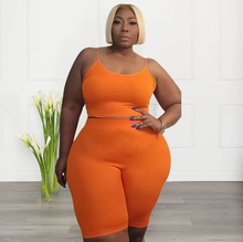 Load image into Gallery viewer, Plus Size Casual Solid Sling Vest And Shorts Sport Suit
