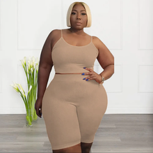 Load image into Gallery viewer, Plus Size Casual Solid Sling Vest And Shorts Sport Suit
