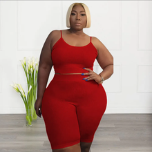 Load image into Gallery viewer, Plus Size Casual Solid Sling Vest And Shorts Sport Suit
