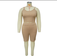 Load image into Gallery viewer, Plus Size Casual Solid Sling Vest And Shorts Sport Suit
