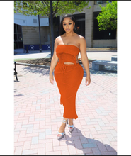 Load image into Gallery viewer, Solid Wrap Chest Tie Up Backless Top Knits Two Piece Skirts Set
