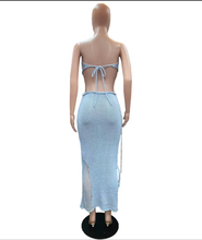 Load image into Gallery viewer, Solid Wrap Chest Tie Up Backless Top Knits Two Piece Skirts Set
