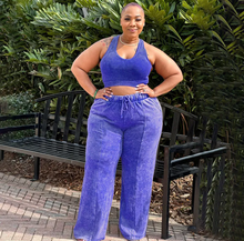 Load image into Gallery viewer, Plus Size Sleeveless Tank Tops And Wide Leg Pants Suit
