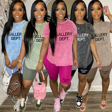 Load image into Gallery viewer, Plus Size Casual Letter Print Short Sleeve 2 Piece Shorts Set
