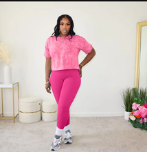 Load image into Gallery viewer, Casual Print Short Sleeve Sports Two Piece Pants Set
