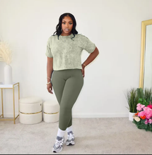 Load image into Gallery viewer, Casual Print Short Sleeve Sports Two Piece Pants Set
