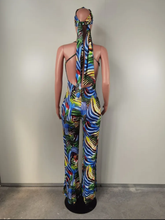 Load image into Gallery viewer, Sleeveless Sling Painted Print Backless jumpsuit(With Headscarf)
