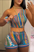 Load image into Gallery viewer, Printed One Shoulder Top Shorts Suit
