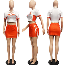 Load image into Gallery viewer, Fashion Print Lapel Neck Two Piece Skirts Set
