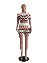 Load image into Gallery viewer, Casual Color Block Knits Two Piece Shorts Set
