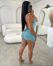 Load image into Gallery viewer, Sexy Hollow Out Sequin Backless Two Piece Shorts Set
