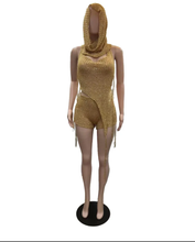 Load image into Gallery viewer, Sexy Hollow Out Sequin Backless Two Piece Shorts Set
