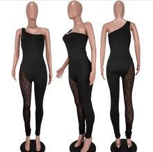 Load image into Gallery viewer, Sexy Slash Shoulder Lace Splicing Jumpsuit
