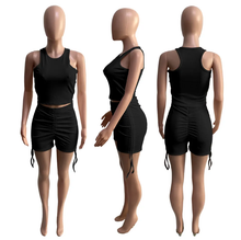 Load image into Gallery viewer, Solid Tank Top Drawstring Shorts 2 Piece Sets
