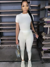 Load image into Gallery viewer, Slim Fit Short Sleeve Top Pants Suit
