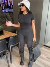 Load image into Gallery viewer, Slim Fit Short Sleeve Top Pants Suit
