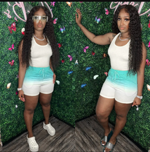 Load image into Gallery viewer, Casual Tank Top+Gradient Shorts Two Piece Sets

