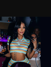 Load image into Gallery viewer, Stripe Color Block Crop Tops And Skirts Knits 2 Piece Set
