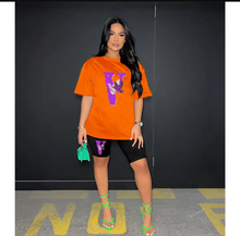 Load image into Gallery viewer, Fashion Print Short Sleeve Short Two Piece

