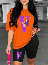 Load image into Gallery viewer, Fashion Print Short Sleeve Short Two Piece
