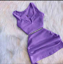 Load image into Gallery viewer, Sexy Solid Sleeveless Top Drawstring Skirt Suit
