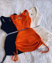Load image into Gallery viewer, Sexy Solid Sleeveless Top Drawstring Skirt Suit
