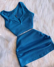 Load image into Gallery viewer, Sexy Solid Sleeveless Top Drawstring Skirt Suit
