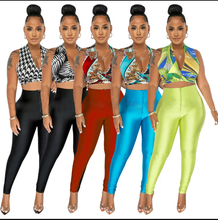 Load image into Gallery viewer, Sexy Deep V-Neck Lace-Up Top+Pencil Pants Two Piece Set
